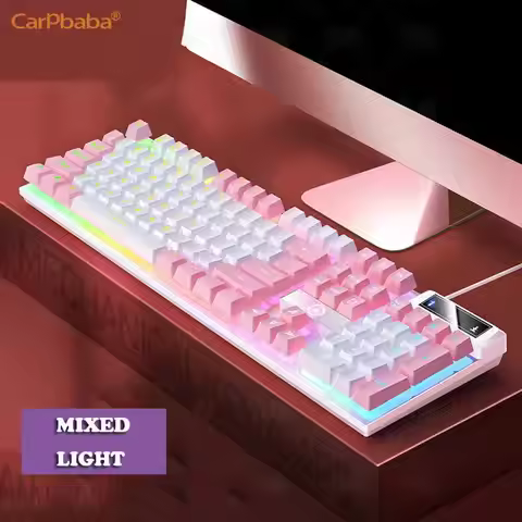 Carpbaba K500 104 Key USB Wired Gaming Keyboard Color Backlit Mechanical Hand Feel Keyboard for Comp