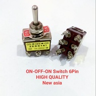 ON-OFF-ON SWITCH 6PIN 2 Terminal 6Pin ON-ON 15A 250V Toggle Switch Screw DPDT Industrial Grade