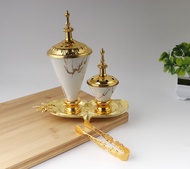 Tempat Bakar Dupa Arab Style Twin Set Luxury Logam Keramik Home Decor