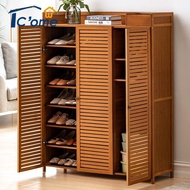 Rattan solid wood Shoe cabinet deodorant large capacity breathable Shoe rack with cabinet door simpl