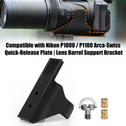 Black Camera Lens Barrel Support Bracket Standard Lens Support Holder for Nikon P1000 P1100 Quick Re