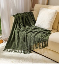 Chenille Solid blanket with tassel sofa blanket air conditioning cover blanket outdoor camping blank