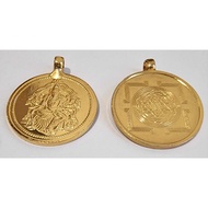 Energized Gold Plated Goddess Varahi Amman ( Front ) Locket with Sri Chakra Yantra ( Back) - 1 Inch