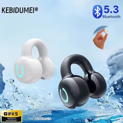 Wireless Bluetooth Earphone Single Ear Bone Conduction Earphone Clip Ear Music Noise Cancelling HD C