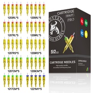 TROYTATU Tattoo Needles Cartridge, 50Pcs Mix Size RL/RS/CM/M1 Disposable Tattoo Needles for Tattoo M