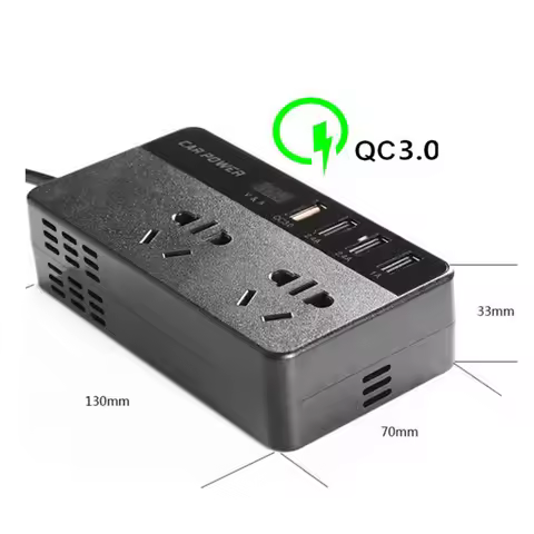 1pc 2025 New Multi-function Car Inverter 12V 220V 4 USB 150W Power Converter Socket QC3.0 Cigarette 