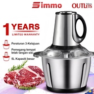 Simmo Chopper Blender Food Processor Electric Meat Grinder 550W 5L Stainless Steel Large Capacity Bl