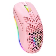 1 Set Wireless Charging Mouse Honeycomb Gaming Mouse Desktop PC Computers Notebook Laptop Pink