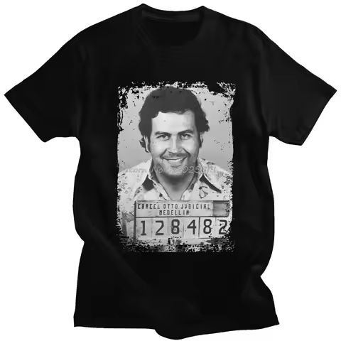 Vintage Pablo Escobar T Shirt Men Soft Cotton Casual T-shirt Short Sleeve Narcos Tee Tops Slim Fit F