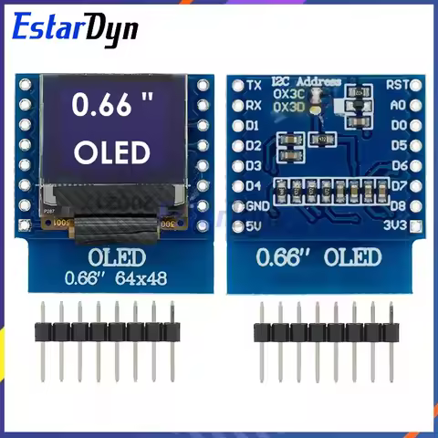 0.66 inch OLED LED LCD Dispaly Shield Compatible for WEMOS D1 MINI ESP32 64X48 0.66 inch Display 0.6