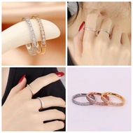 LiLi Fashion Ten Zircons Non-fade Ring for Women Stainless Steel Ring Cincin Perempuan Emas Accessor
