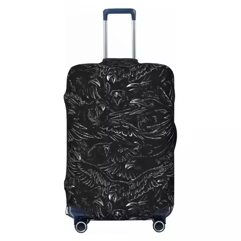 Custom Raven Rage Luggage Cover Protector Cute Halloween Witch Gothic Scary Crow Travel Suitcase Cov