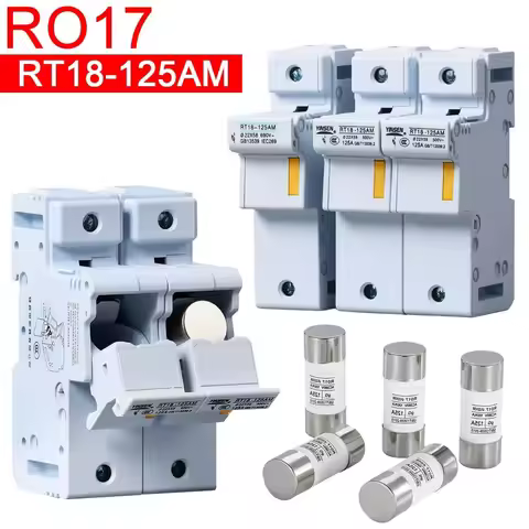 RT18-125AM Fuse Holder 22*58MM Ceramic Fuse RO17 Base 22*58MM RT18 RT14 125A Rail Fuse base r017 22x