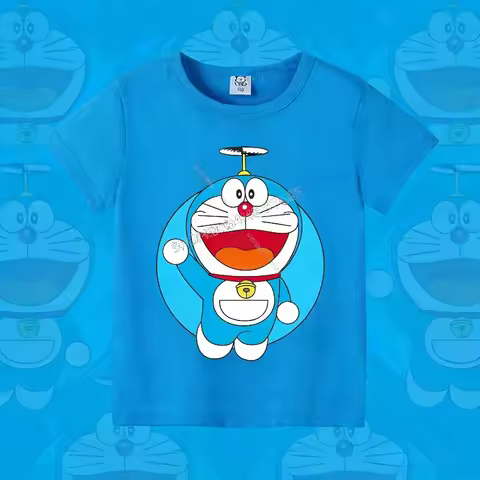Doraemon CottonT-shirt for Children New Anime Tee Top Fashion Round Collar Clothes Cartoon Short Sle