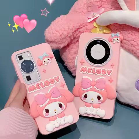 3D Cute Cartoon Bow Melody Phone Case For Huawei Mate50 60 70 Pro+ P50 60 70 Pro+ Nova 8 9 10 11 12 
