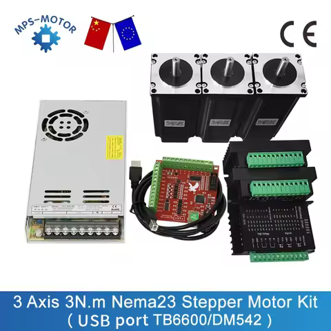Cnc Kit 3 Axis Nema23 3N.m 112mm Stepper Motor with Driver TB6600 / DM542 + Mach3 Controller Board f