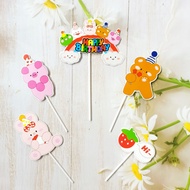 Bakery accessories HPBD bear rabbit pig paper plug Set