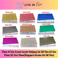37mm A1 Size Crystal Acrylic Mahjong Set 160 Tiles