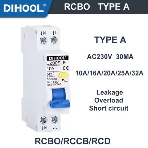 DPNL RCBO Residual Current Circuit Breaker Type a 30mA B/C Curve RCD MCB 1P+N Leakage Protection 10A