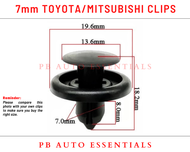 10pcs/30pcs 7mm Mitsubishi Toyota Camry/Hilux/Vios/Altis/ Bumper Fender Hood Mudguard Undershield Clips