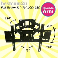 Full Motion Double Arm 32 -75 Inch Adjustable Tilt Swivel Wall Mount TV Bracket