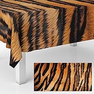 Tiger Print Tablecloths Tiger Striped Waterproof Table Cover Decorations Safari Animals Party Suppli