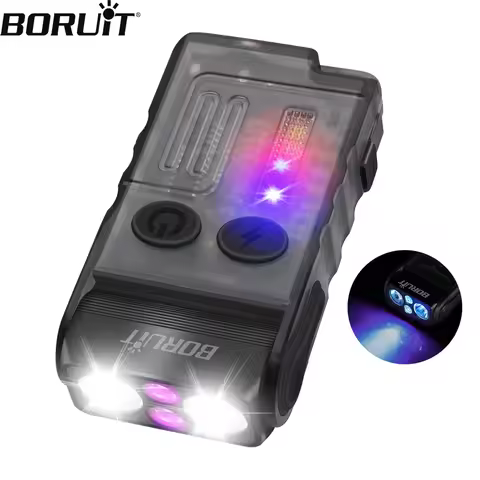 BORUiT V20-1 Keychain EDC Flashlight Type-C Rechargeable Work Light 365nm UV Flashlight With Magnet 