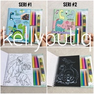 Magic Scratch Drawing Book Dinosaurus Buku Warna Gambar Spidol Crayon