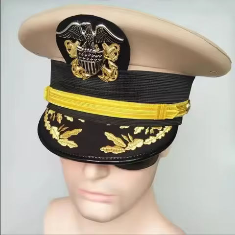 US Naval Commander Cap Admiral Hat Captain Officer Cosplay Cap Navy Captain Hat 55-62cm Seaman Sailo