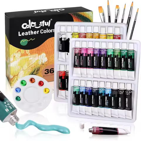 Colorful 12/24/36 Colors Acrylic Leather Paint for Shoe Painting-12 ml,Leather Paint for Bag & Walle