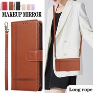 Makeup Mirror Leather Case For Samsung Note20 Note 20 Ultra Flip Casing Samsung,Note 10 Note10+ 10 Plus Phone Case Crossbody Bag Fashion Protective Case