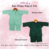 Baju Melayu Baby - Dusty Green, Emerald Green, Hijau