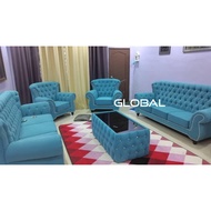 Global Furniture Direct Factory Free Coffee Table Chesterfield Sofa 2x3 Seater + 2x1 Seater