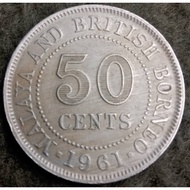 MALAYA 50 CENTS 1961 EXTREMELY FINE