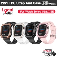 [SG] Fashion 2 in 1 Dual Colour iWatch PC Case + TPU Strap For iWatch Series SE/8/7/6/5/4 Soft Silicone Watch Band