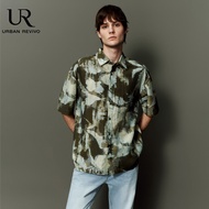 URBAN REVIVO Men ’s Fashion Printed Button Up Straight Shirt