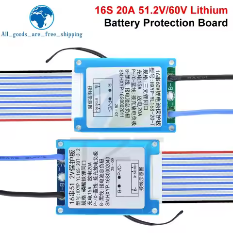 TZT BMS 16S 51.2V / 60V 20A Lifepo4/Lmo Ternary Li-ion Lithium 18650 Battery Charge Protection Board