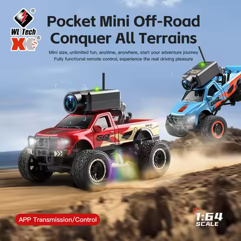 WLToys 6407 1:64 RC Car with Camera 2.4G Remote Control FPV Off Road Truck APP Control 3 Speed Gear 