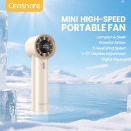 Orashare HF18พัดลมมือถือ ปรับระดับได้ 100 ระดับ พัดลมพกพา ไม่มีใบมีด ชาร์จใหม่ไดพร้อมจอแสดงผล LED 94