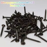 1 DUS skrup gypsum 4cm isi 1000pcs 1 dus sekrup gipsum 6x1-1/2" sekrup hitam 6 x1-1/2" 4 cm 1000pcs