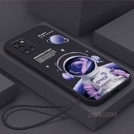 Casing Samsung A22 M22 M32 4G Samsung A22 5G Samsung A31 4G A32 4G A32 5G Space Astronaut New 2023 phone case straight edge liquid silicone protective cover give hanging rope