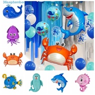 SEPTEMBER Kids Birthday Party Decoration, Lantern Fish/Sea Snail/Seahorse Cartoon Ocean Animal Aluminum Foil Balloon, Octopus/Shark/Crab/Whale/Shell/Sea Lion Baby Shower Supplies