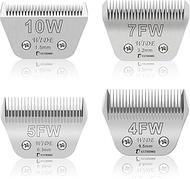 BESTBOMG 10W+7FW+5FW+4FW Wide Detachable Pet Dog Grooming Blades Kit-Cutting Length 1/16" to 3/8"（1.