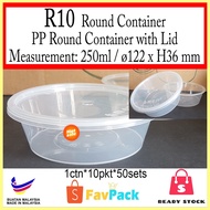 R10 (TEKA) 250ml PP Round Container with Lid / Disposable Clear Plastic Round Container, Size (mm): 