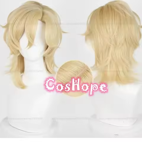HSR Aventurine Cosplay Wig 40cm Short Hair Golden Wig Cosplay Anime Cosplay Wigs Heat Resistant Synt