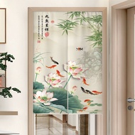 Japanese style bedroom room Partition long door curtain Entrance short divide door curtain with rod Chinese style BathroomKitchen living room Hanging Half Door Curtain Free Rod