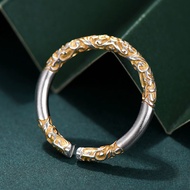 Dfdf999 Sterling Silver Ring Men Women Pair Ring Gold Drawing Auspicious Cloud Gold Hoop Rod Silver 