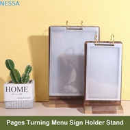 NESSA Ads Display Stand, Multi page Loose leaf Menu Card Holder, Multipurpose Label Holder Acrylic W