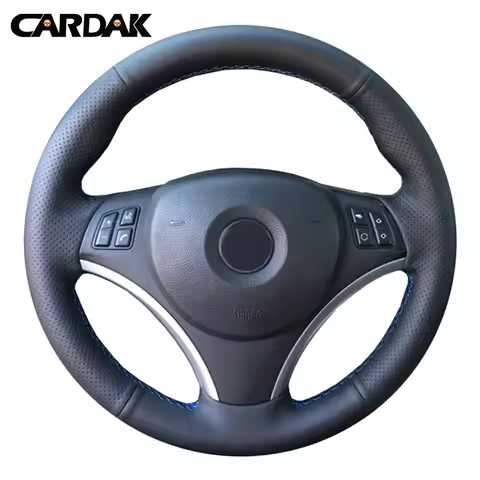 Cardak Black artificial Leather Car Steering wheel cover for BMW E90 E70 E71 X5 X6 320i 325i 330i 33