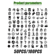 100Pcs Stiker Graffiti Horor Dan Thriller Warna Hitam Putih Untuk Laptop Sepeda Skateboard Mobil
